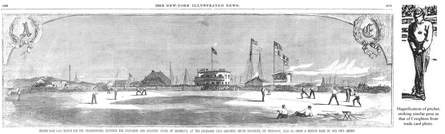1860 Excelsior and Atlantic Clubs with Creighton on the Mound